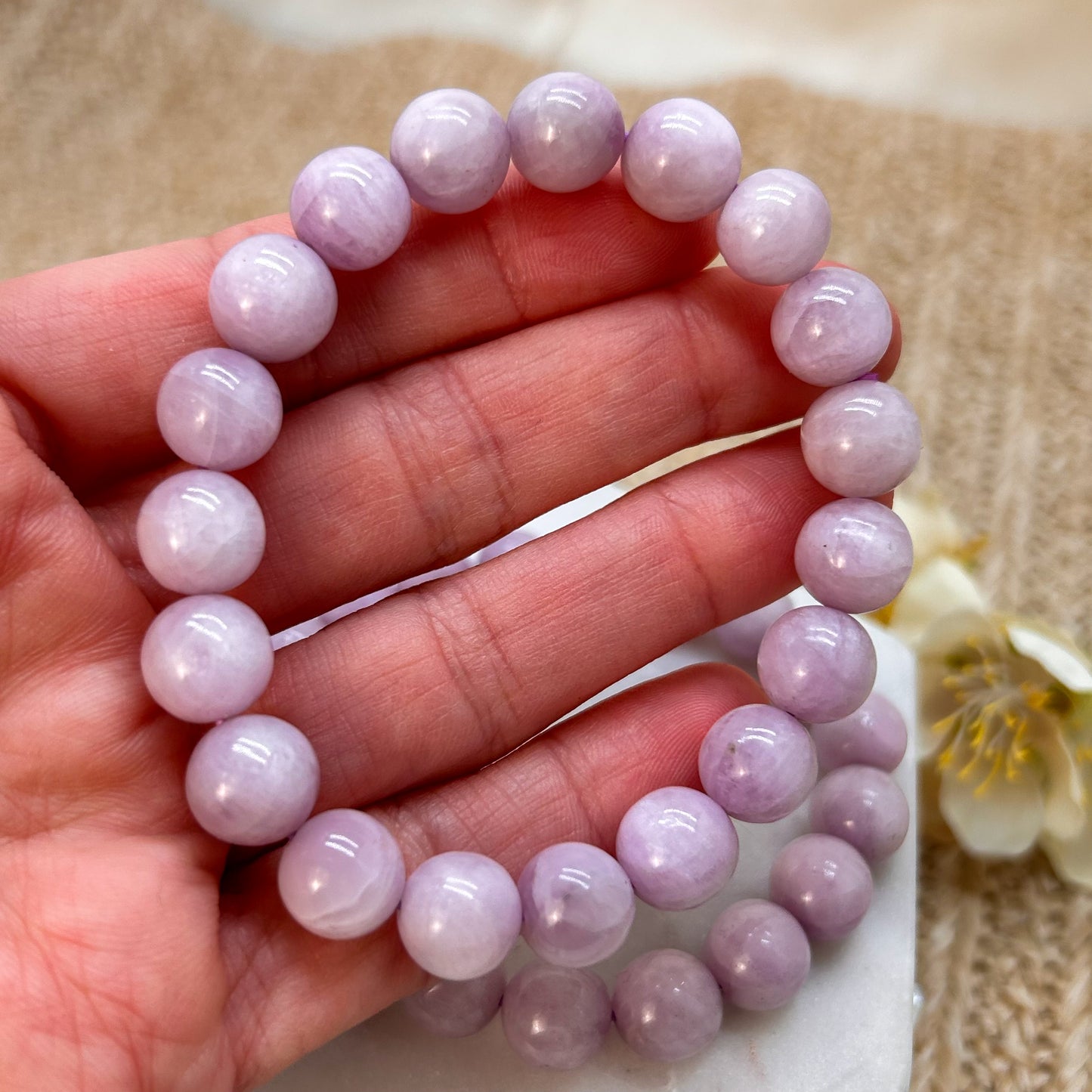 Rosa Kunzit Armband 10 mm