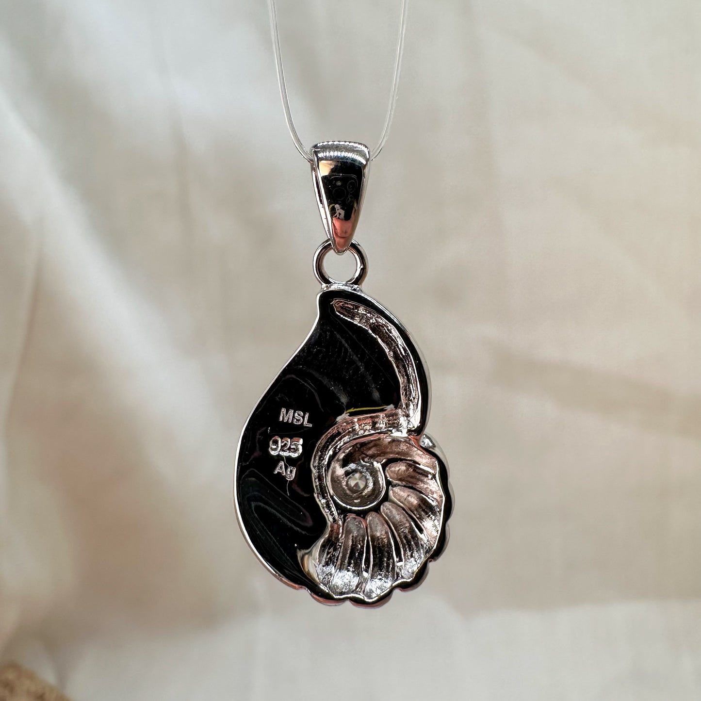 Larimar Kettenanhänger Nautilus, 925er Silber