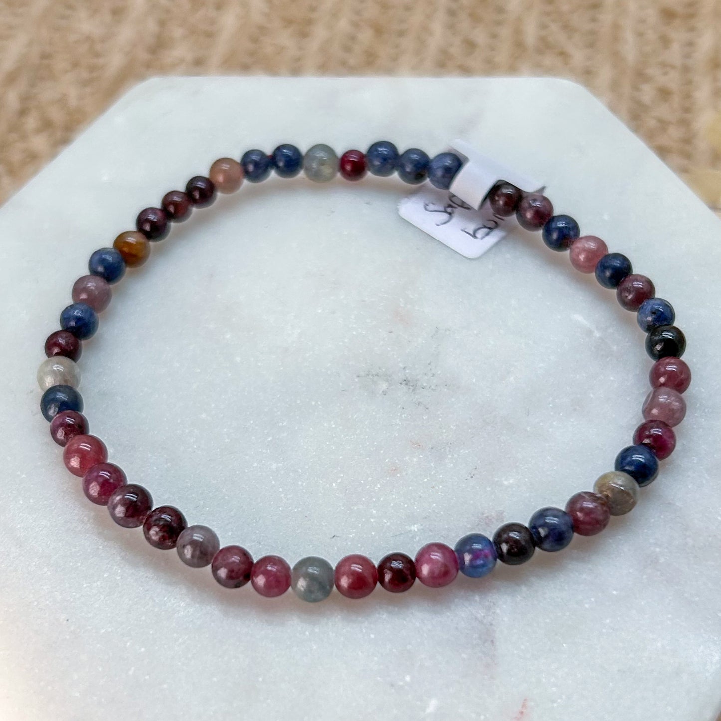 Saphir bunt Armband 4 mm