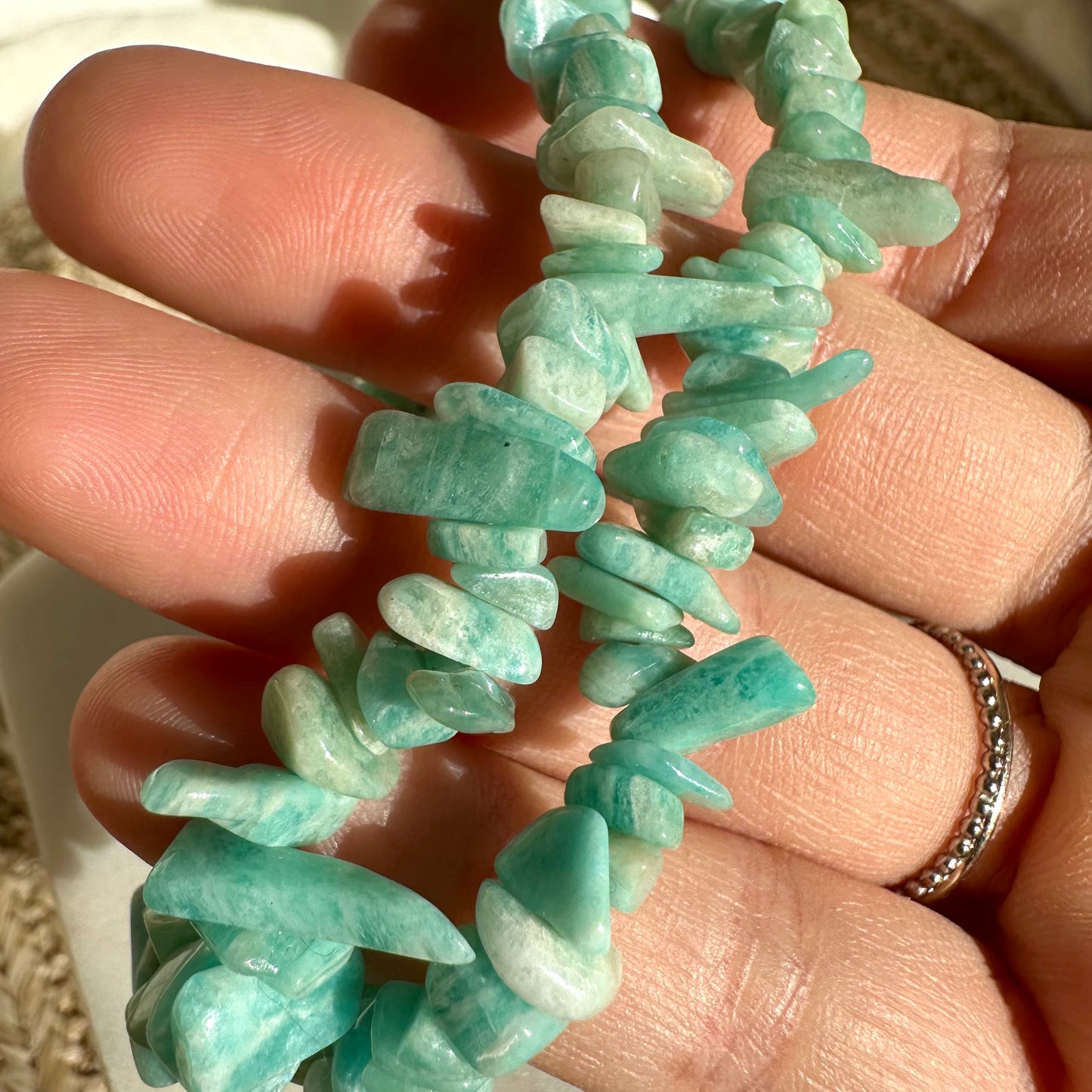 Amazonit Splitterarmband A-Qualität