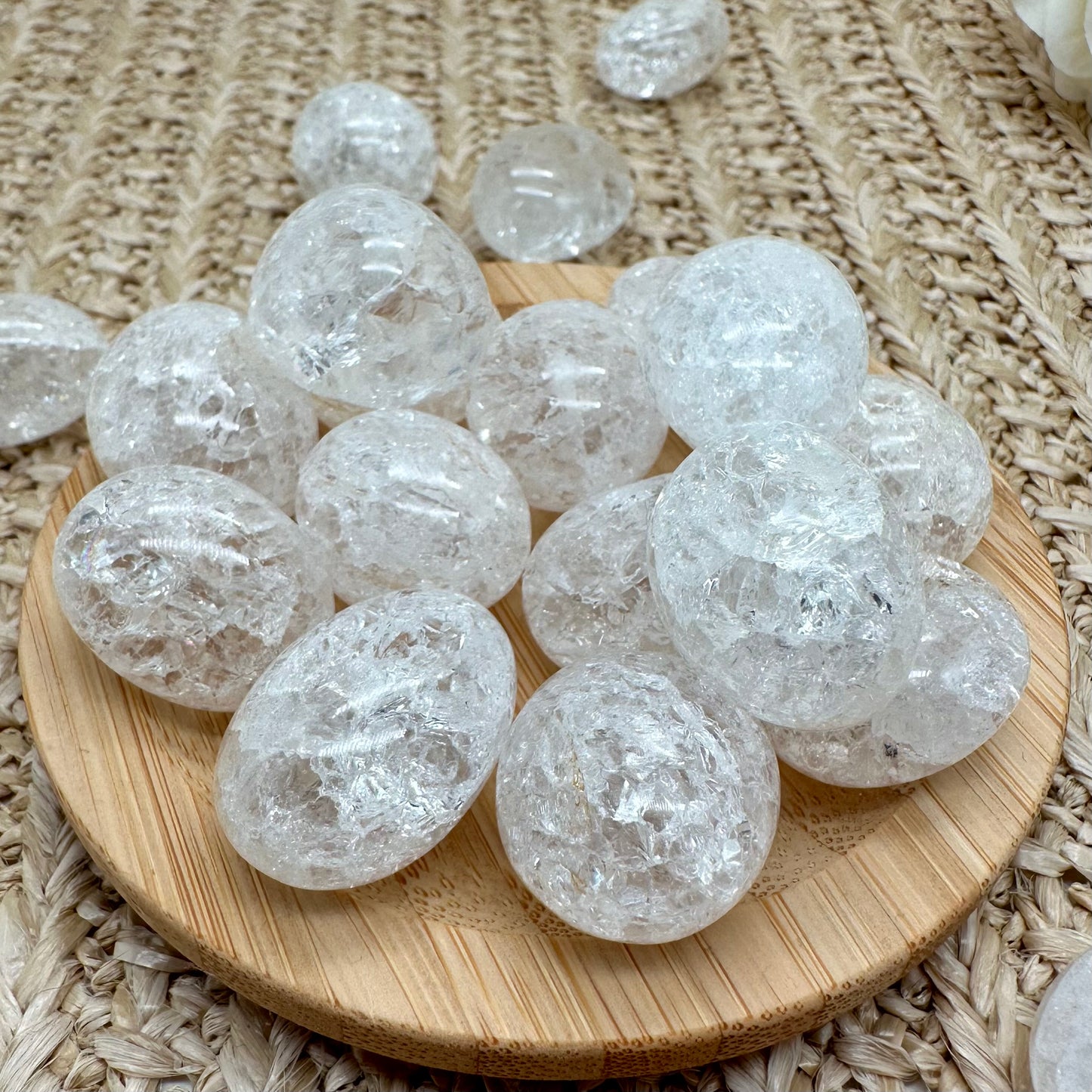 Bergkristall Crackle Quarz Trommelstein