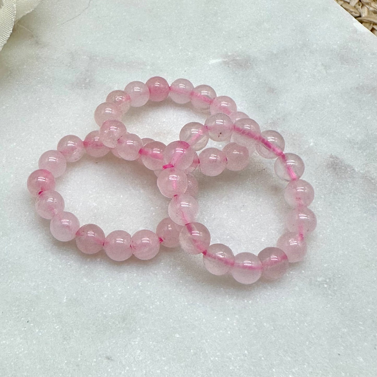 Rosenquarz Perlen Ring