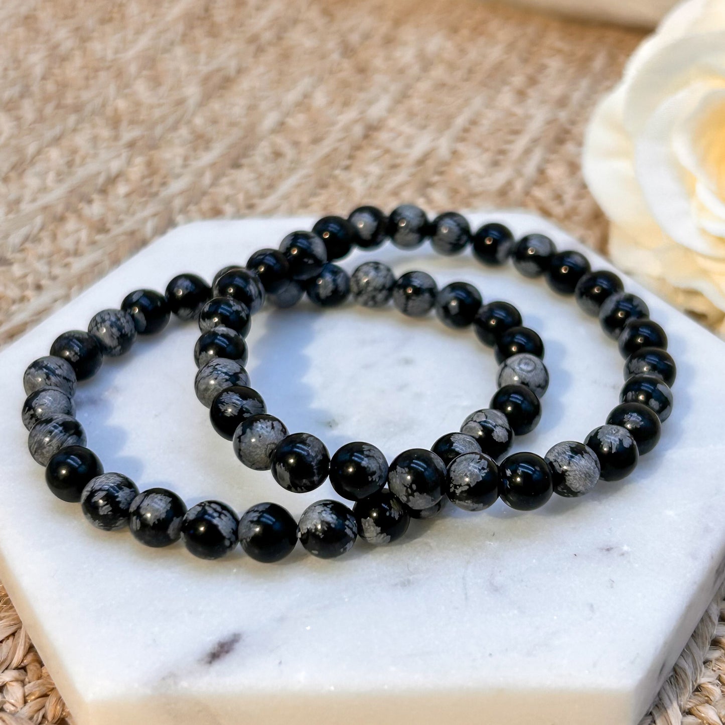 Schneeflockenobsidian Armband 6 mm