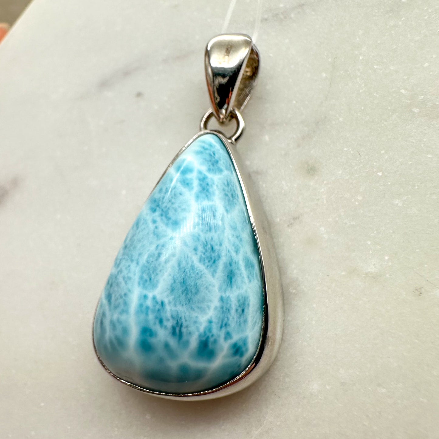 Larimar Kettenanhänger silber Tropfen