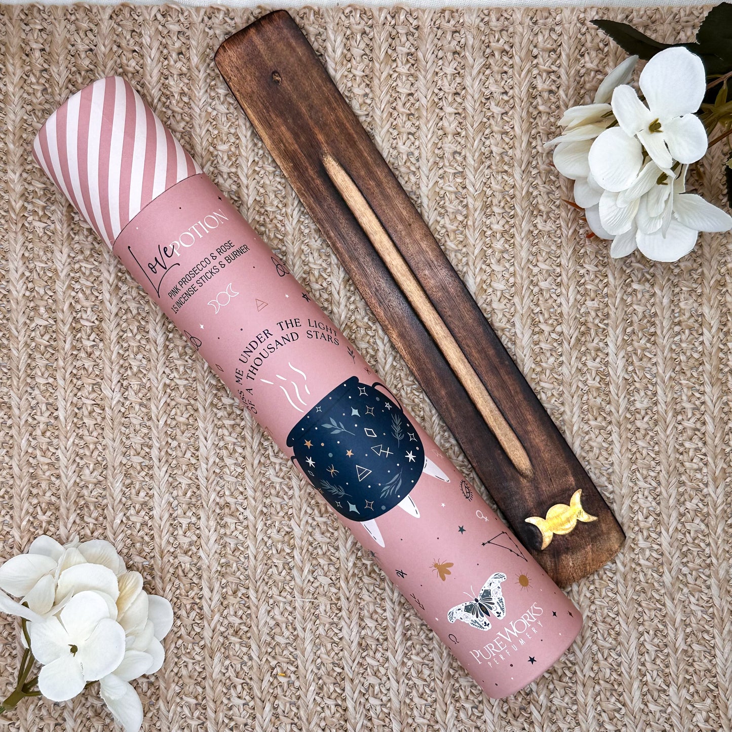 Love Potion Pink Prosecco & Rose Räucherstäbchen mit Halter