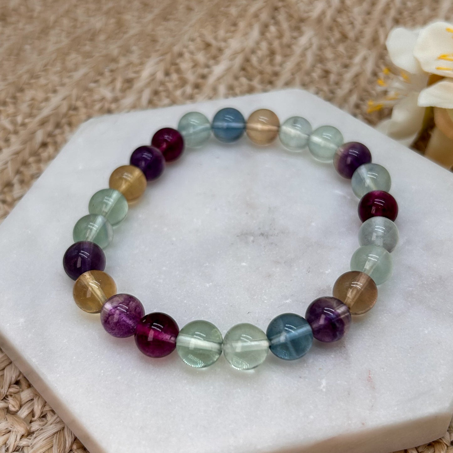 HQ Buntes Fluorit Armband 8 mm