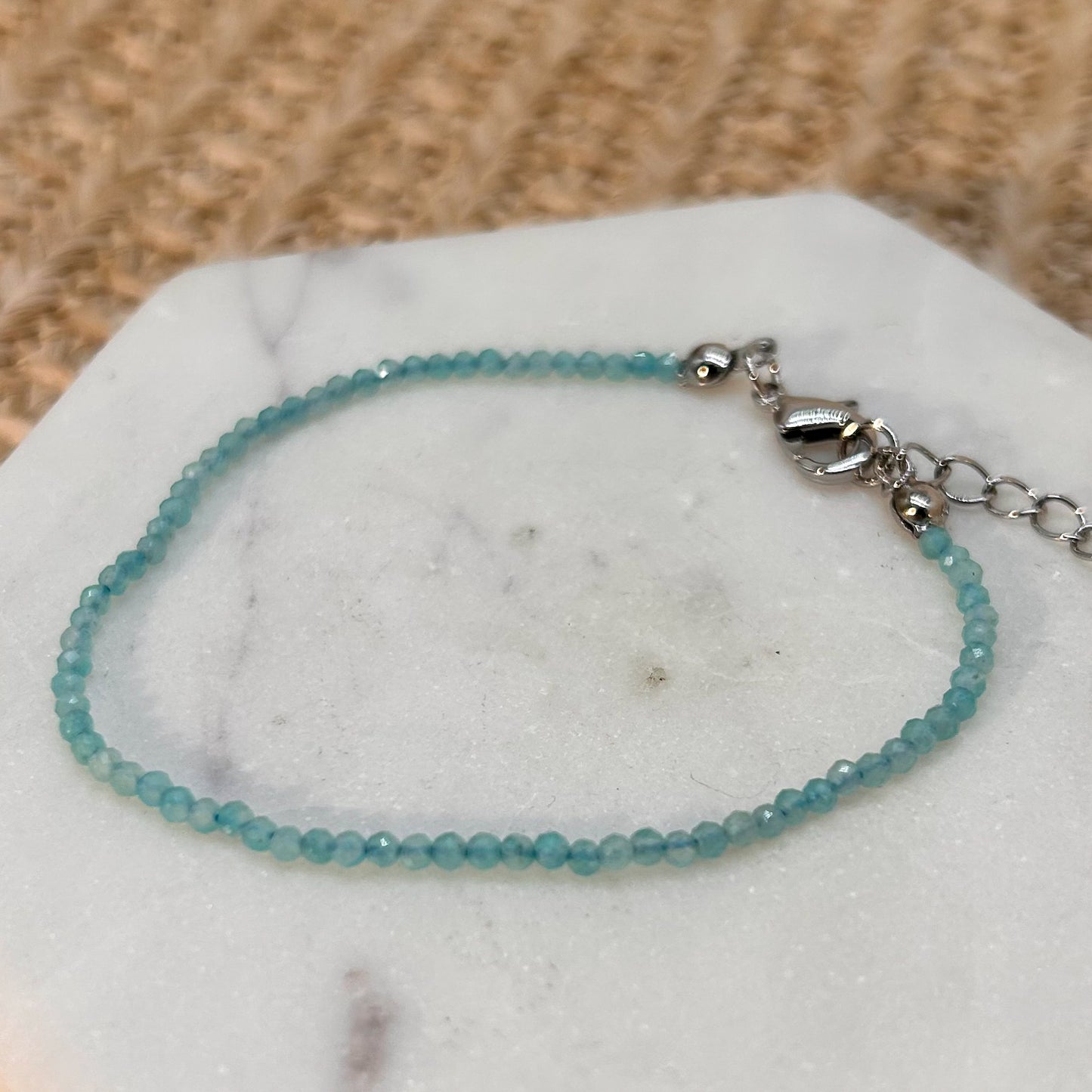 Amazonit Armband Perle facettiert 2 mm