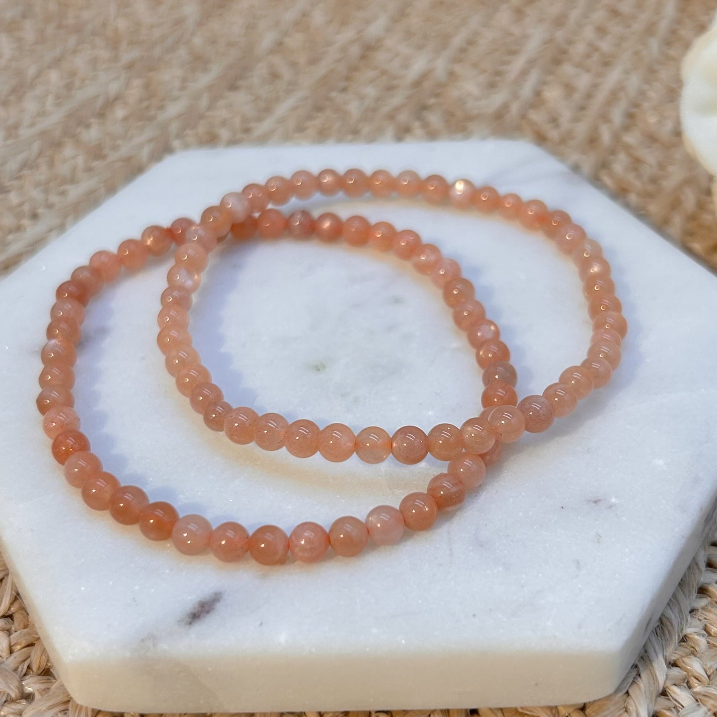 Pfirsich Mondstein Armband 4 mm