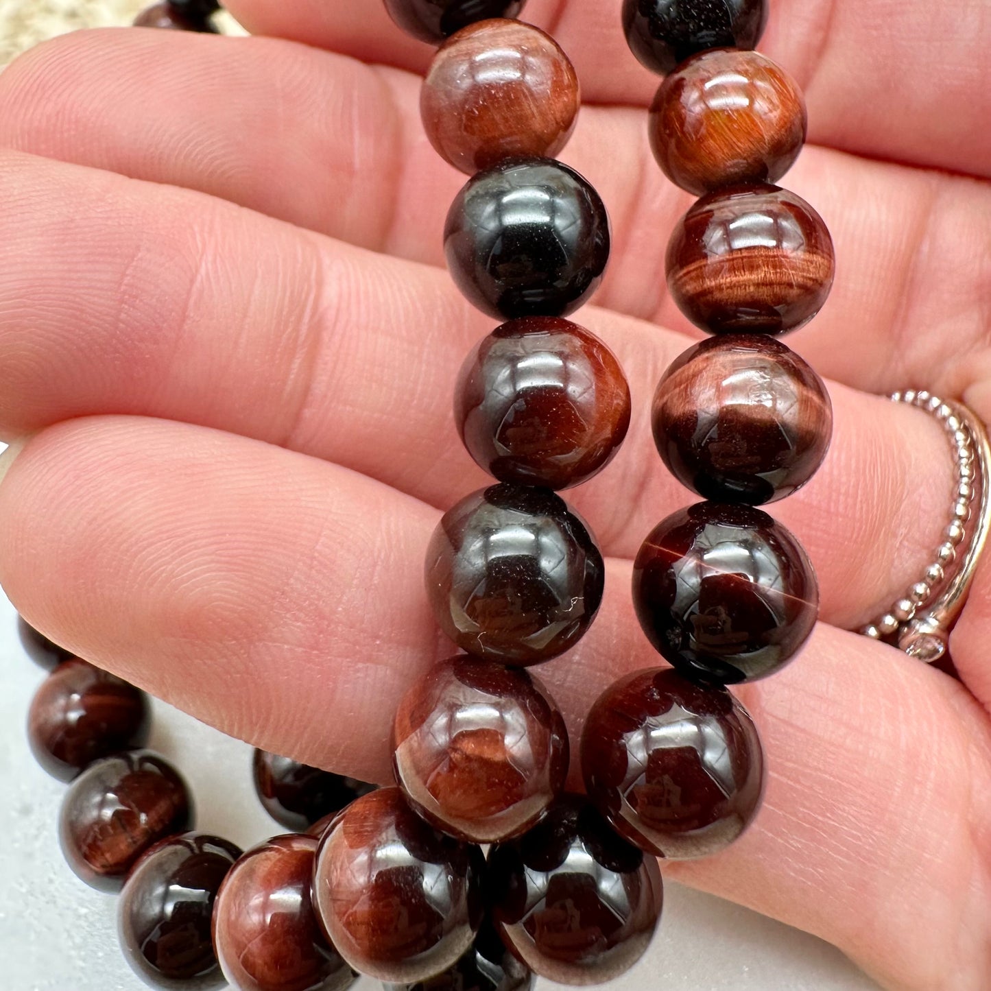 Rotes Tigerauge Armband 8 mm