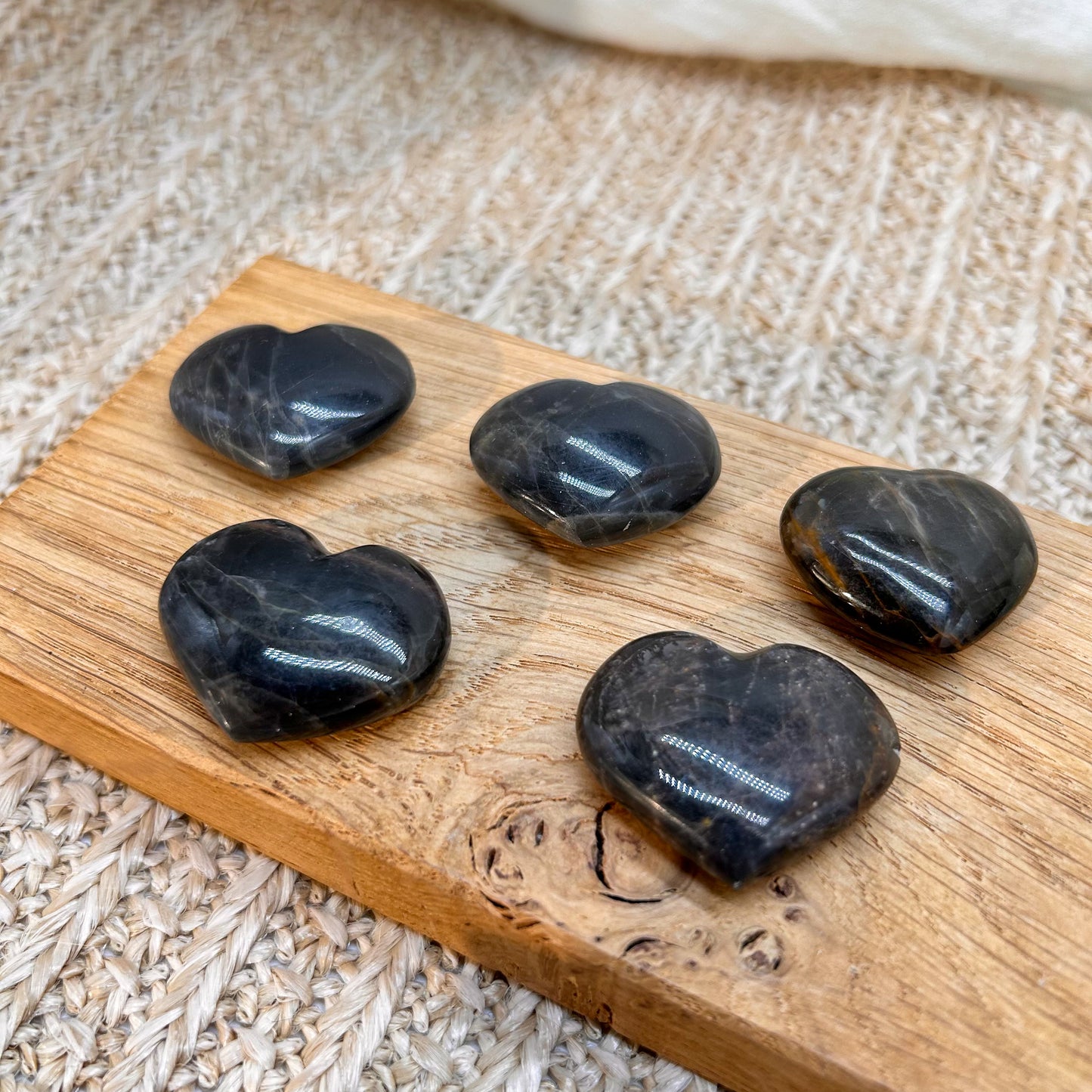 Schwarzer Mondstein Herz klein