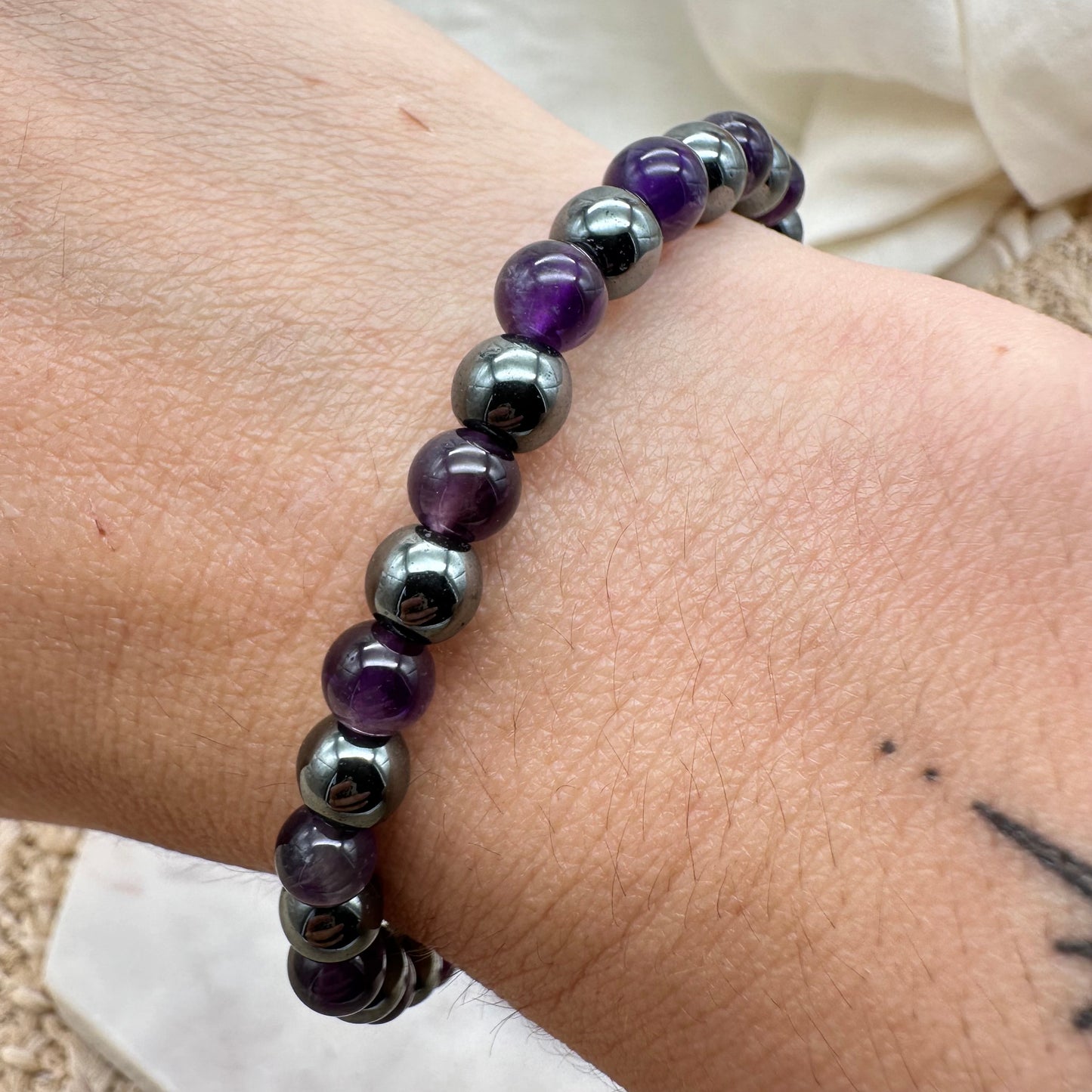 Amethyst + Hämatit Armband 6 mm