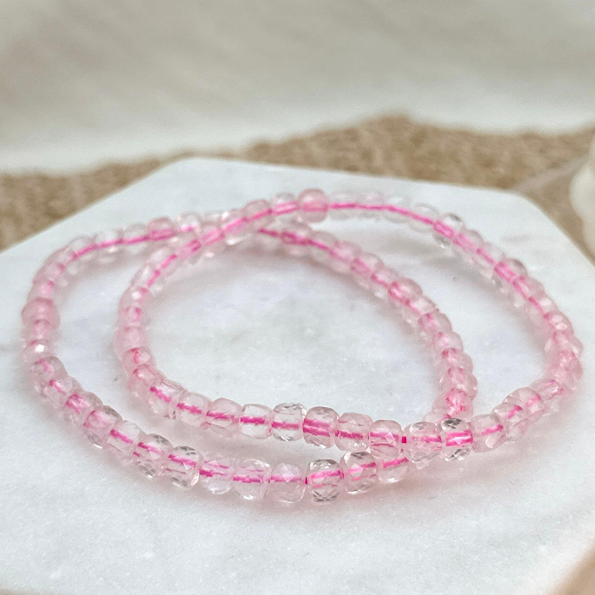 Rosenquarz Armband facettiert 4 mm