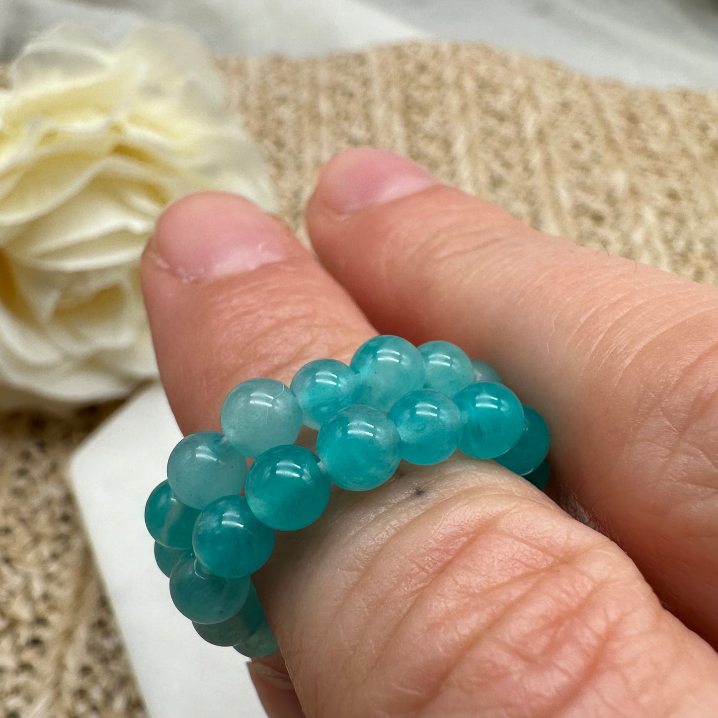 Amazonit Perlen Ring