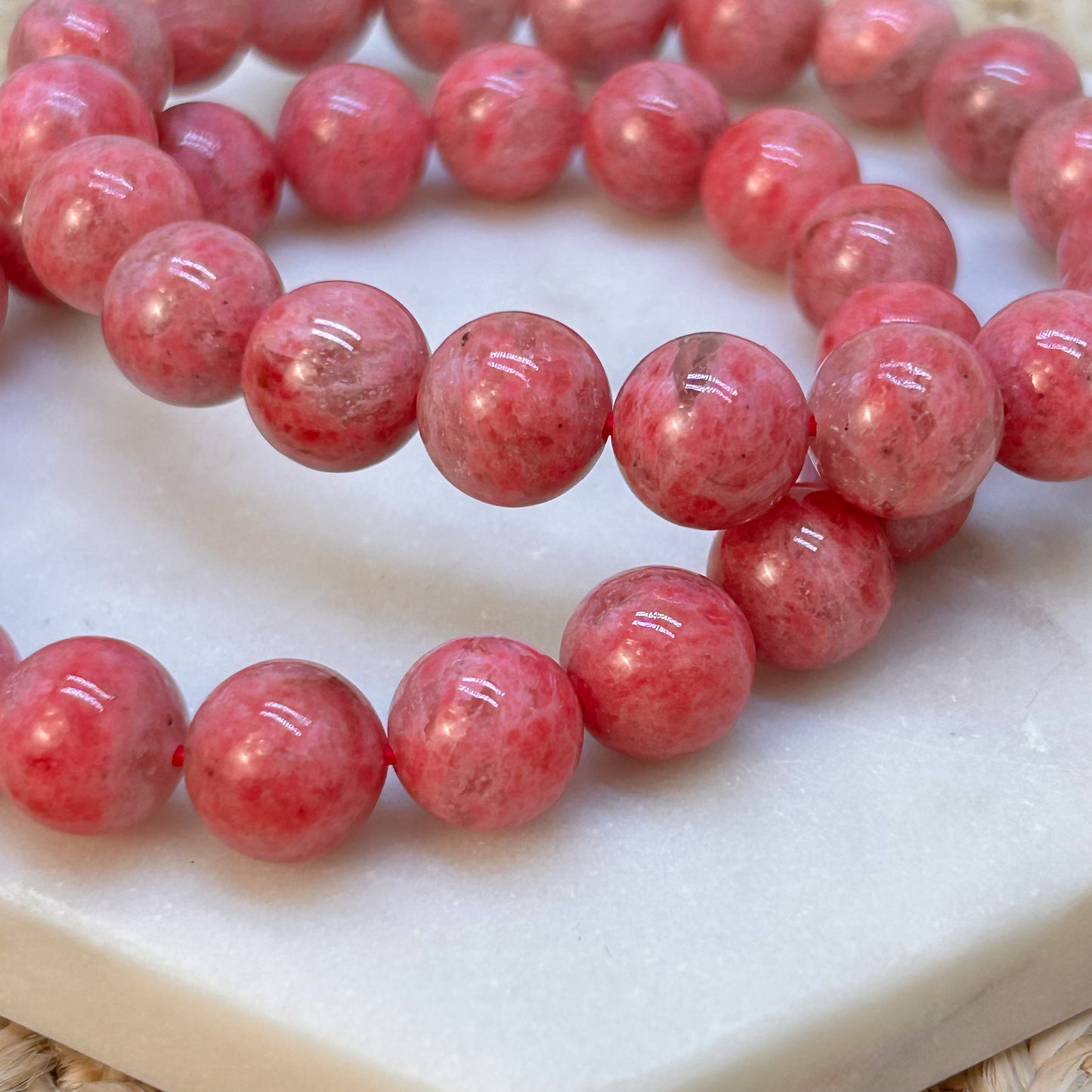 Rhodonit in Quarz Armband 10mm