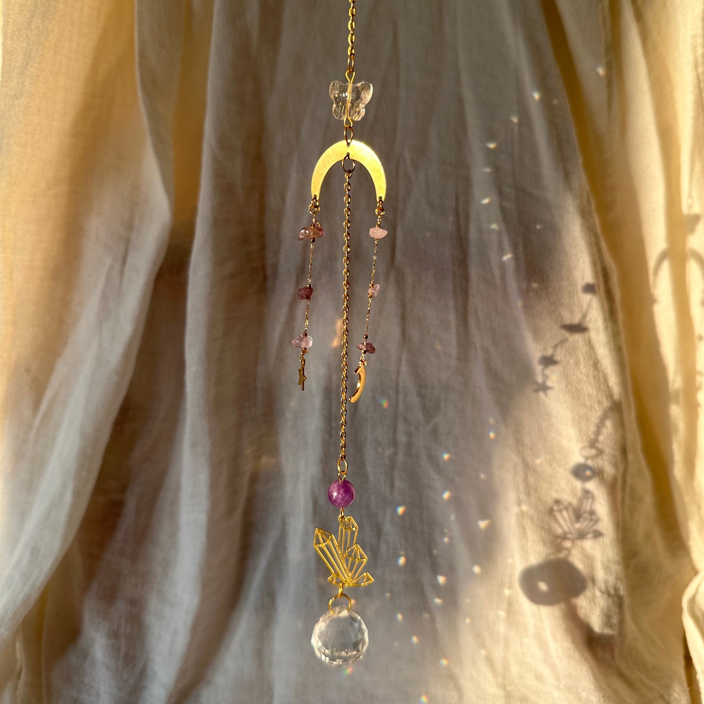 Suncatcher mit Amethyst und Kristall Charm