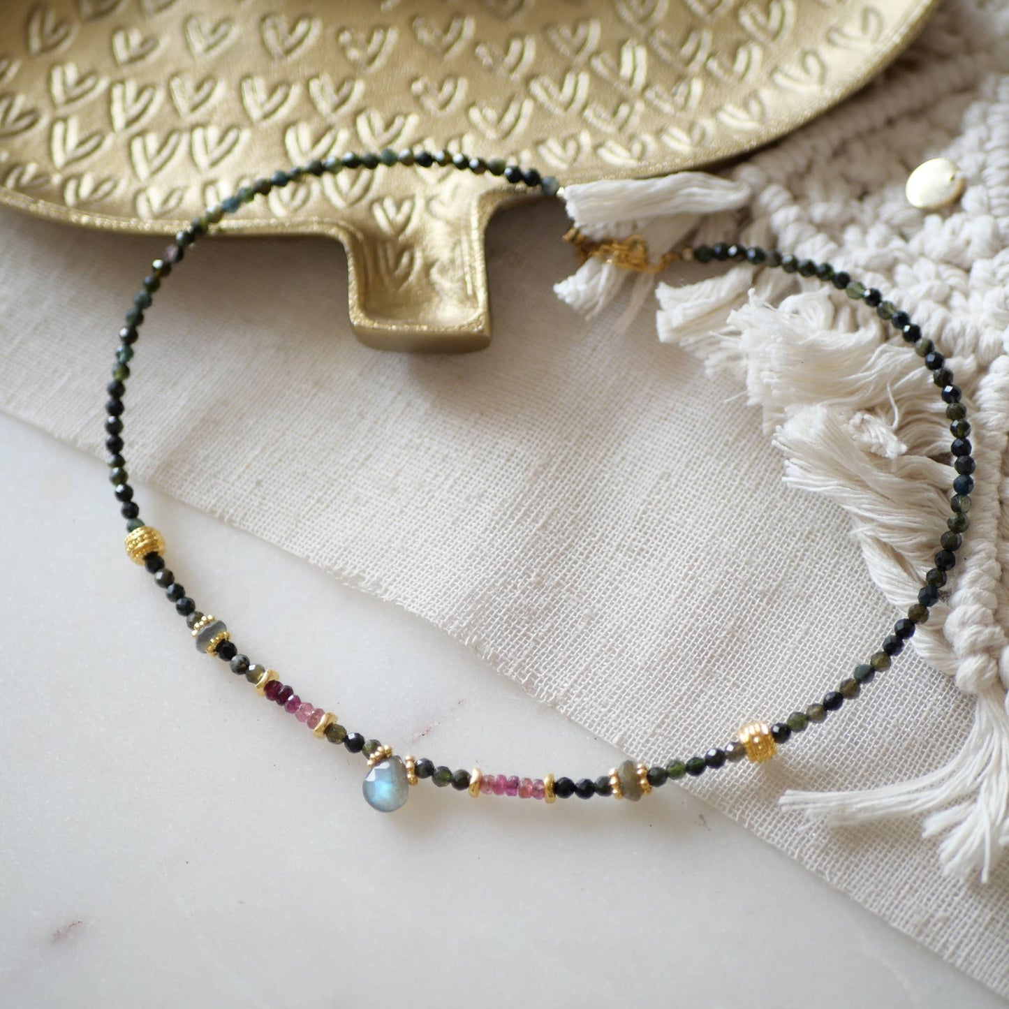 Turmalin und Labradorit Halskette