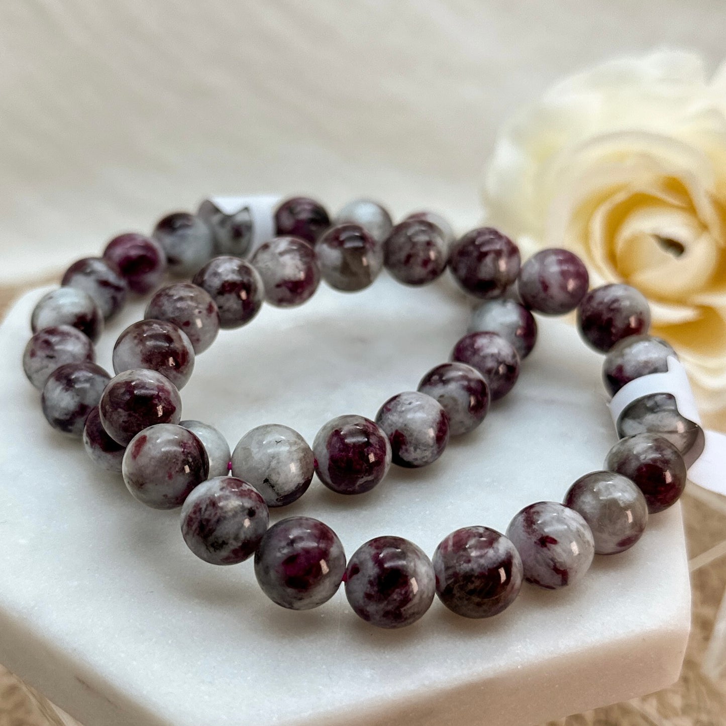 Pinker Turmalin in Quarz Armband 10 mm