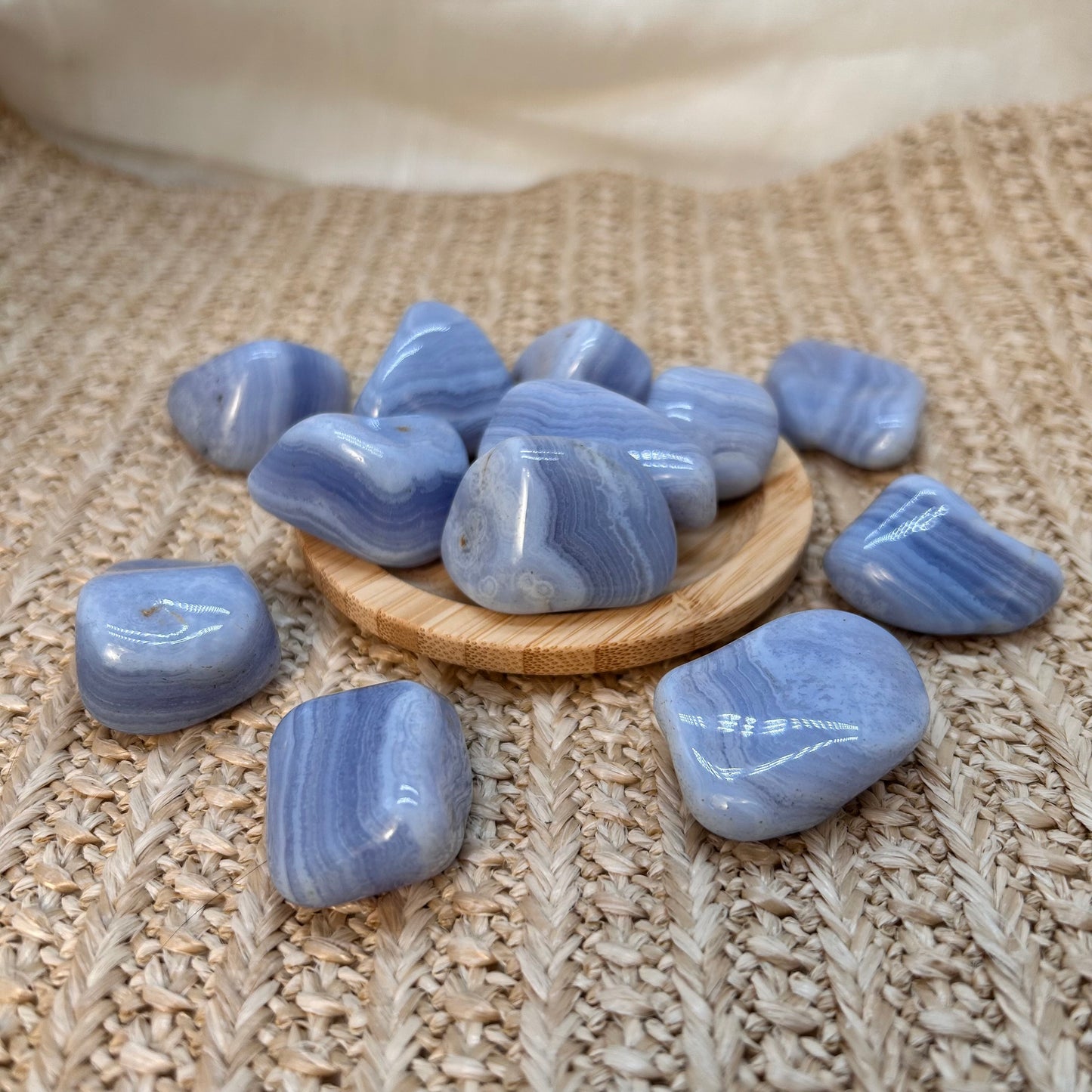 Blue Lace Achat / Chalcedon Jumbo Trommelstein