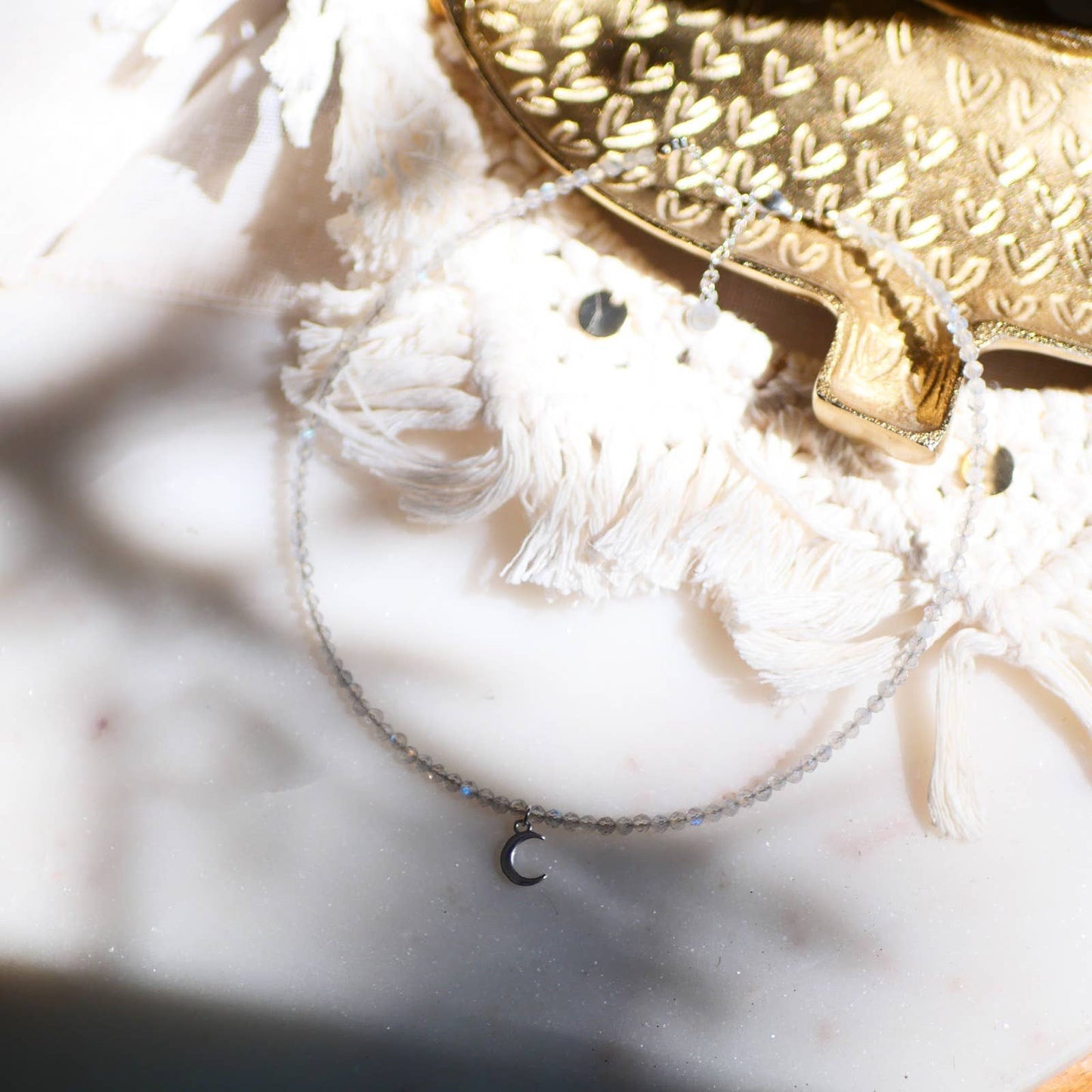 Labradorit Halskette Mond silber