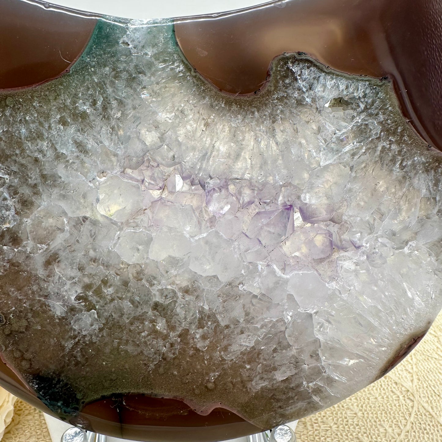 XL Druzy Achat Mond mit funkelnder Druse