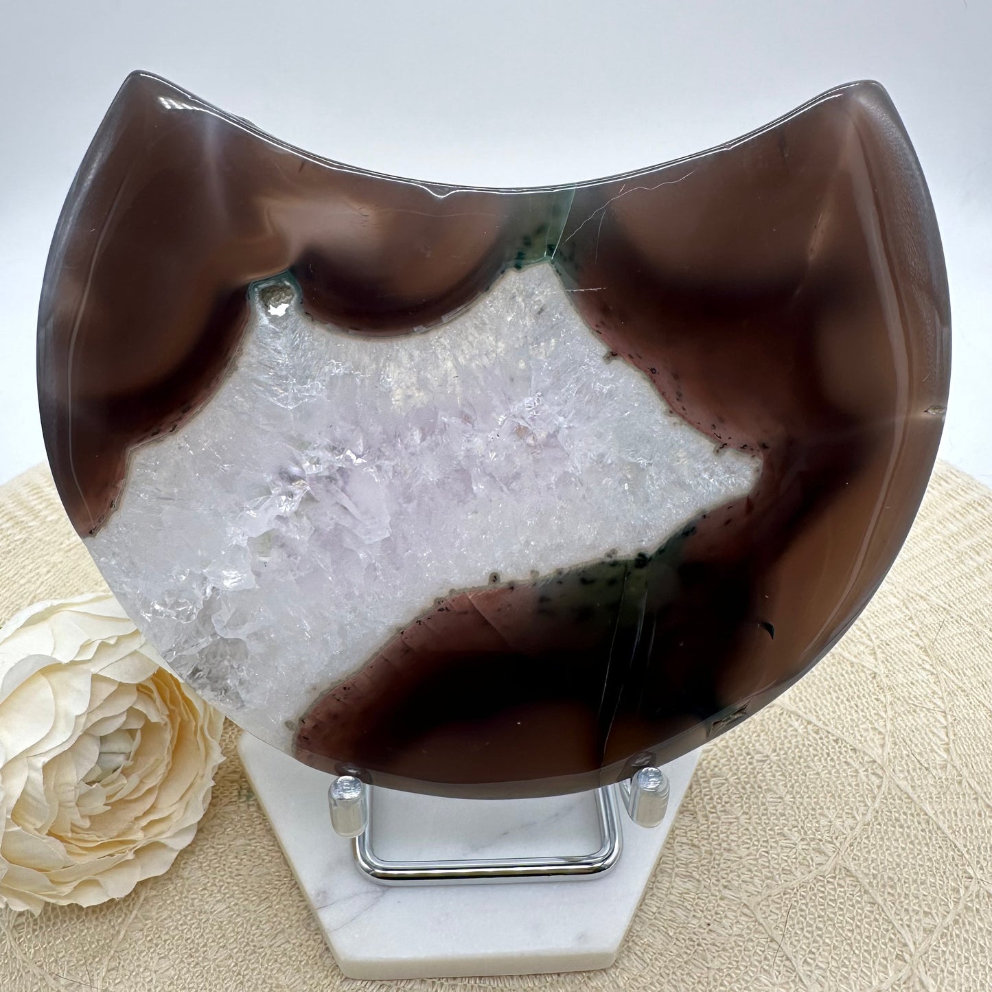 XL Druzy Achat Mond mit funkelnder Druse