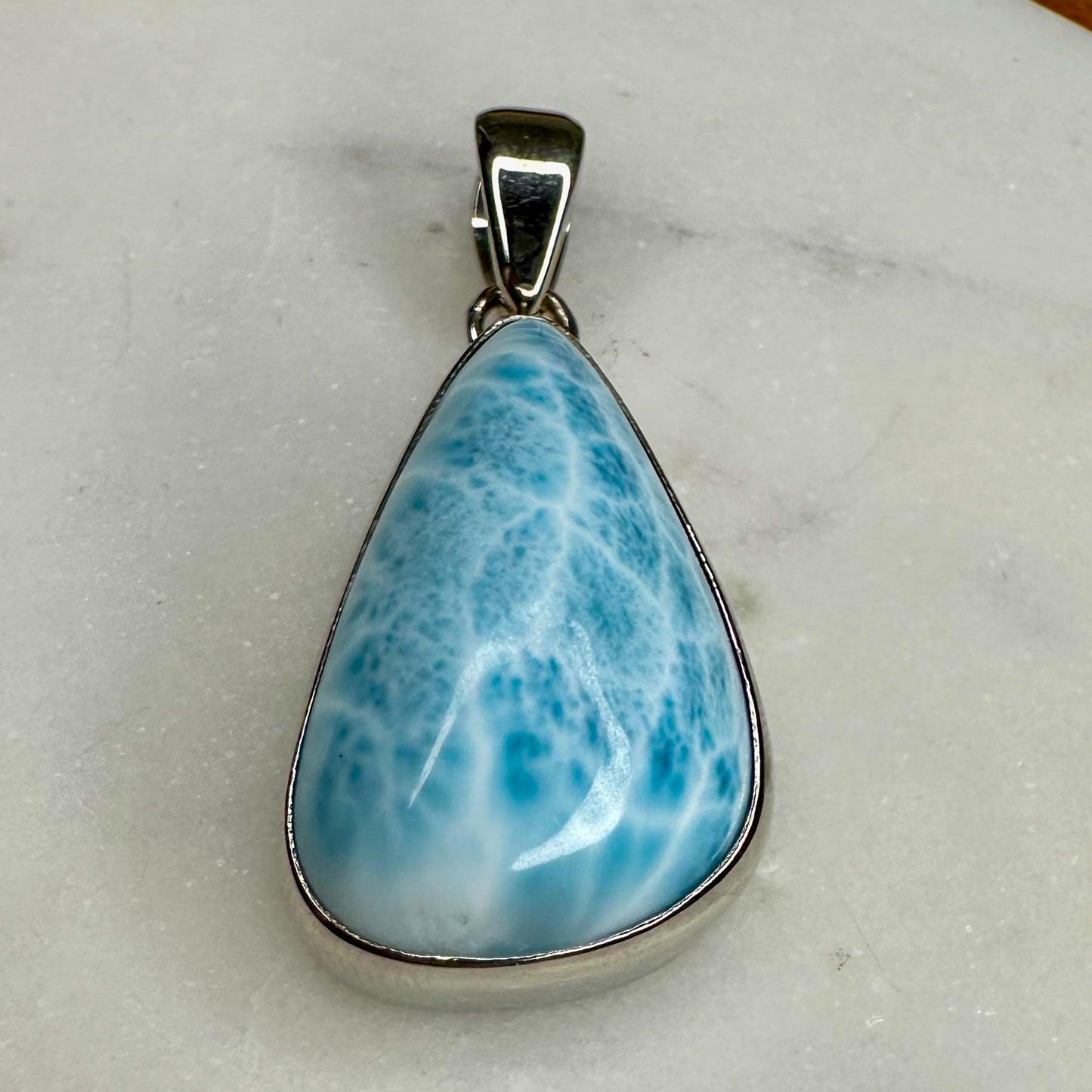 Larimar Kettenanhänger silber Tropfen