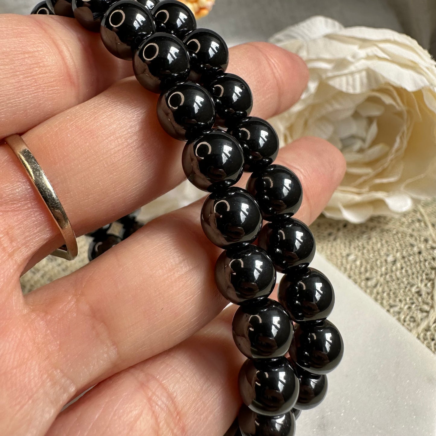 Hämatit Armband 8 mm Perlen