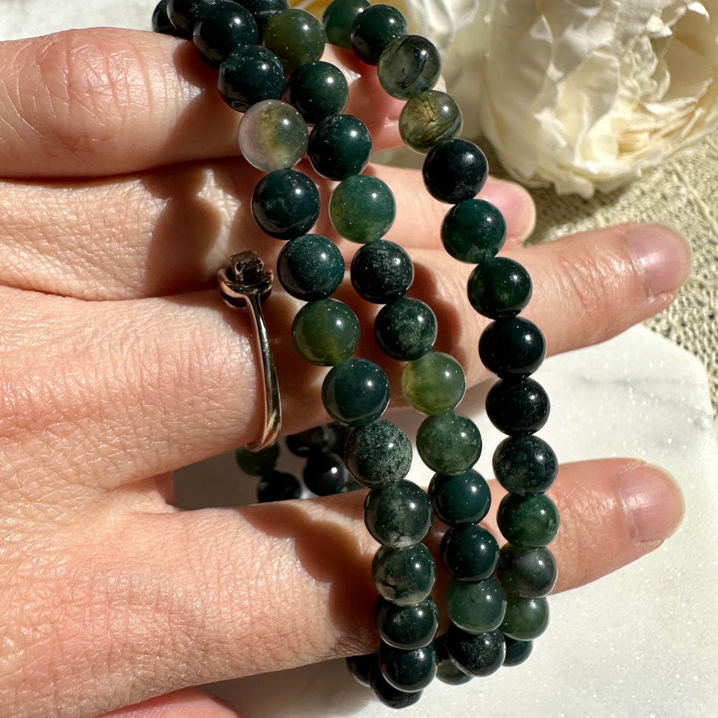 Moosachat Armband 6mm