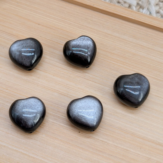 Silberobsidian Herzperle