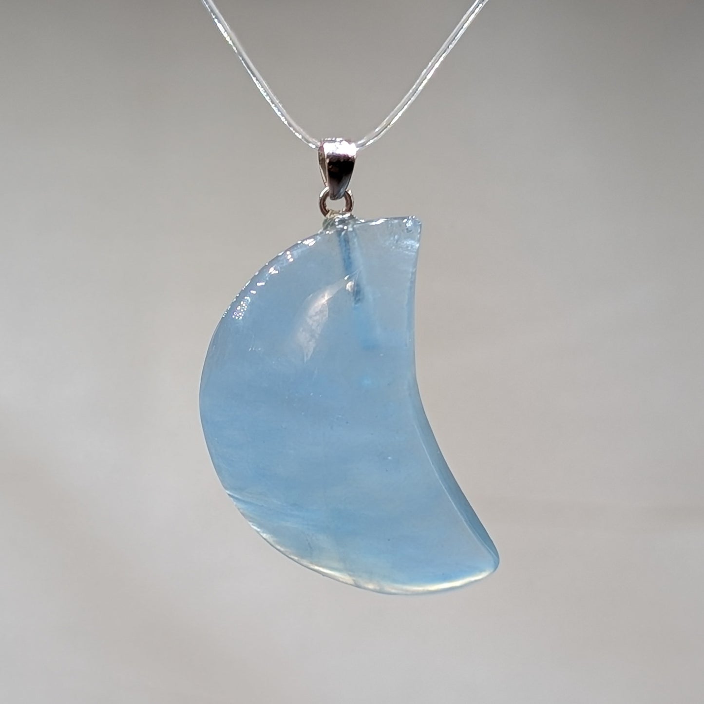 Aquamarin Kettenanhänger Mond, 925er Silber