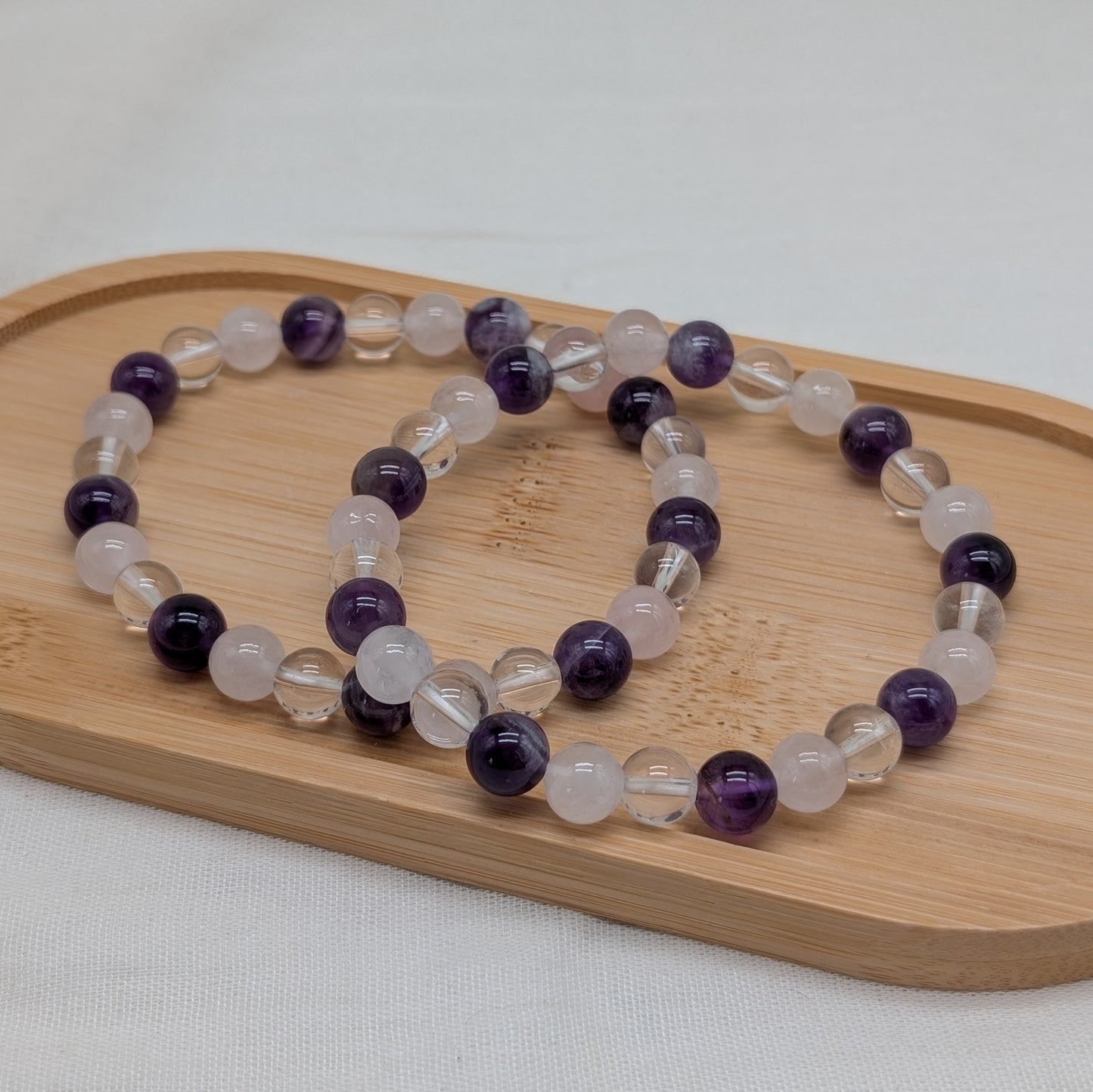 XL Amethyst, Bergkristall, Rosenquarz Armband 8 mm