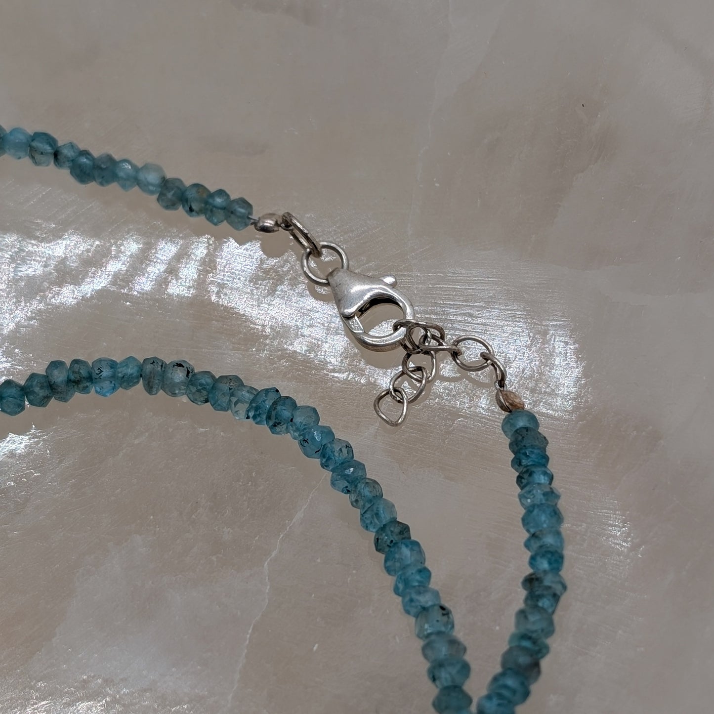 Apatit Halskette facettiert, 925er silber