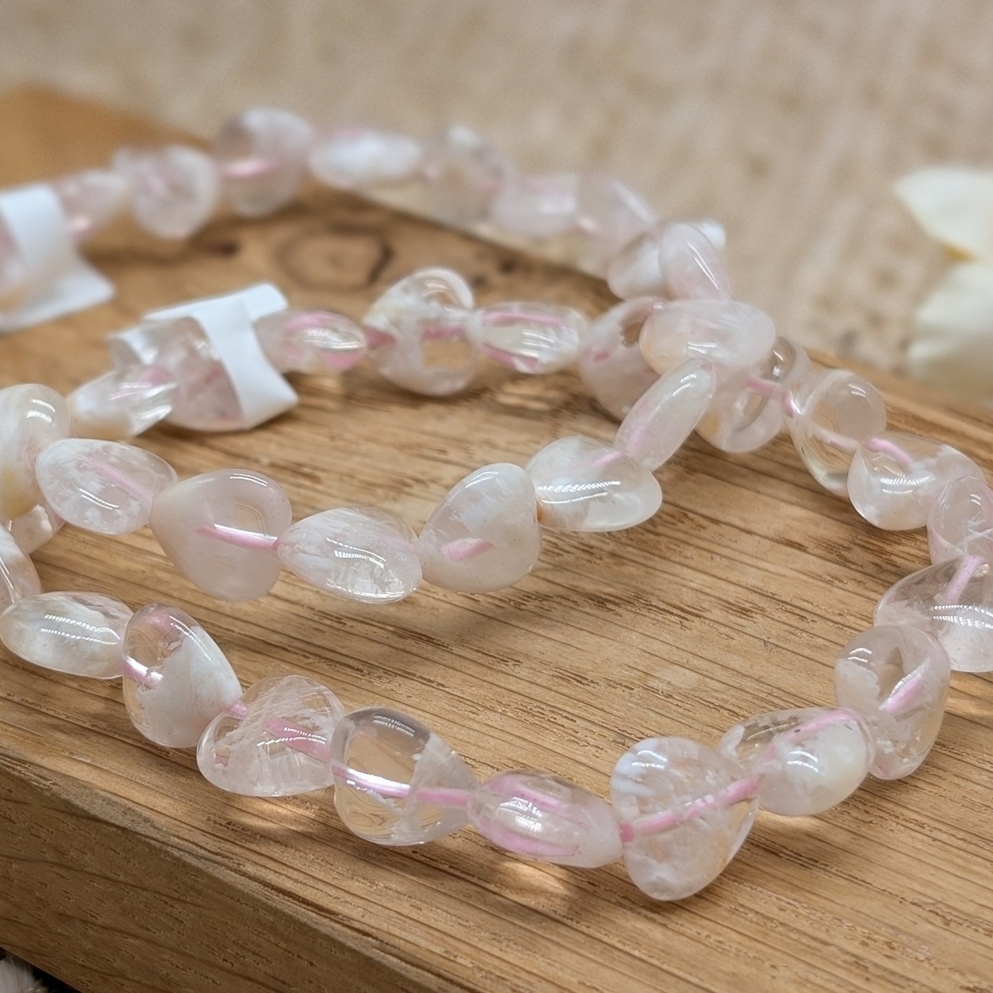 Snowflake Rosenquarz Herz Armband