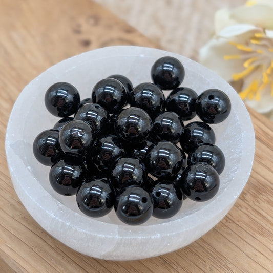 Schörl (Schwarzer Turmalin) Perlen 8 - 8,5 mm