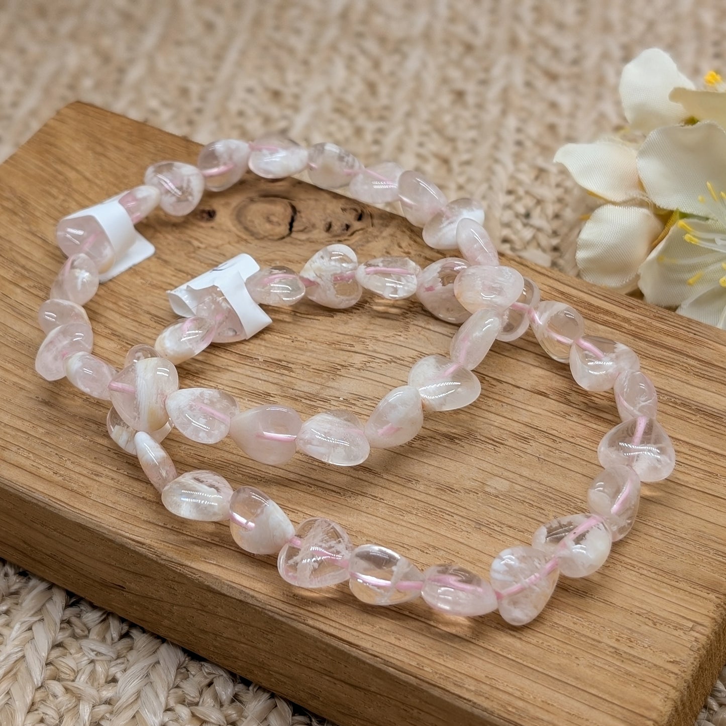 Snowflake Rosenquarz Herz Armband