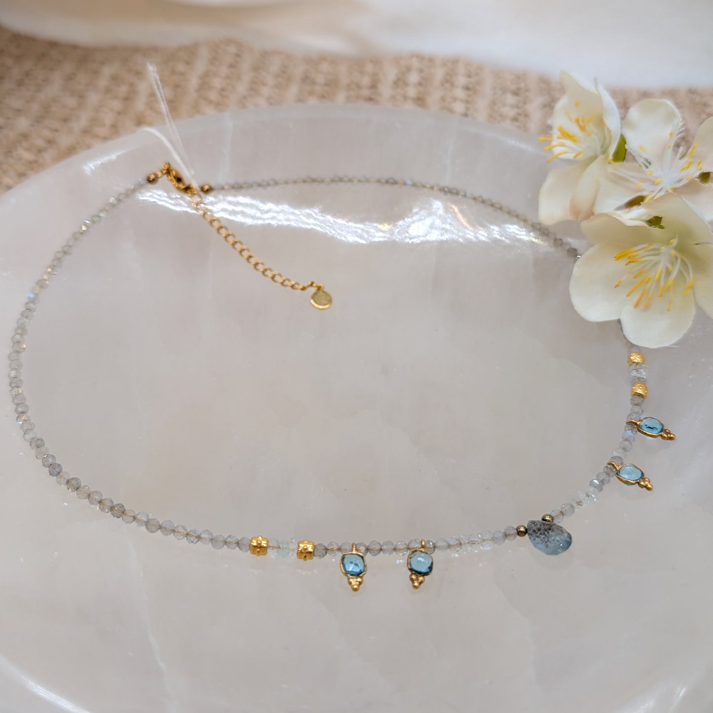 Aquamarin und Morganit Halskette