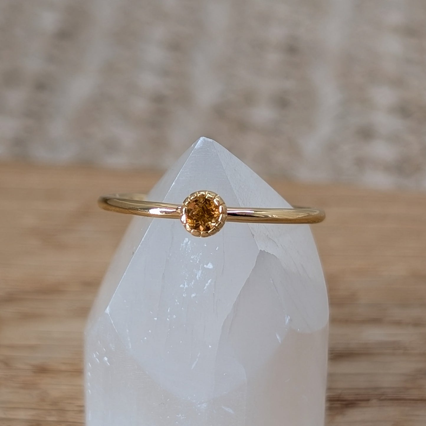 Citrin Krönchen Ring 925er Silber vergoldet