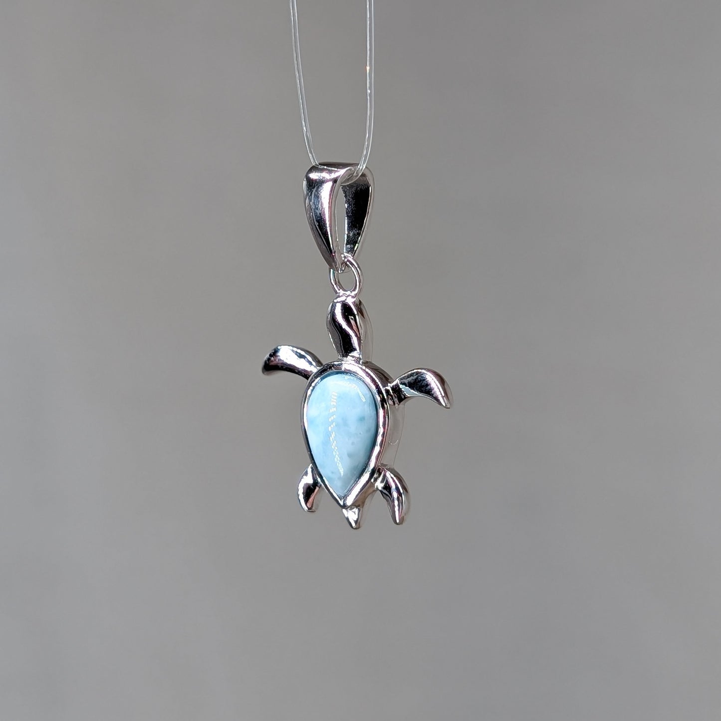 Larimar Schildkröte Kettenanhänger, 925er Silber