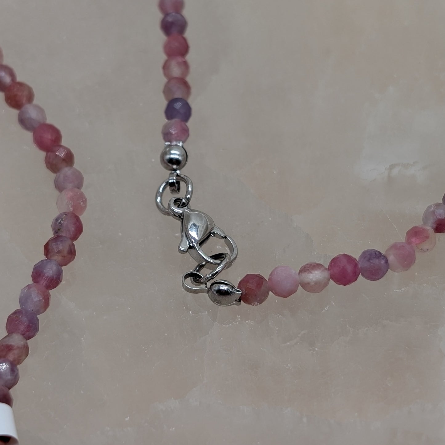 Rosa Turmalin Halskette facettiert
