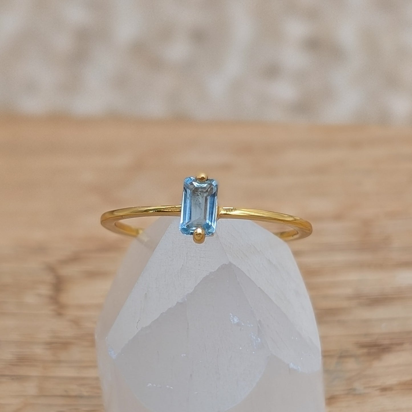 Topas Baguette Ring 925er Silber vergoldet