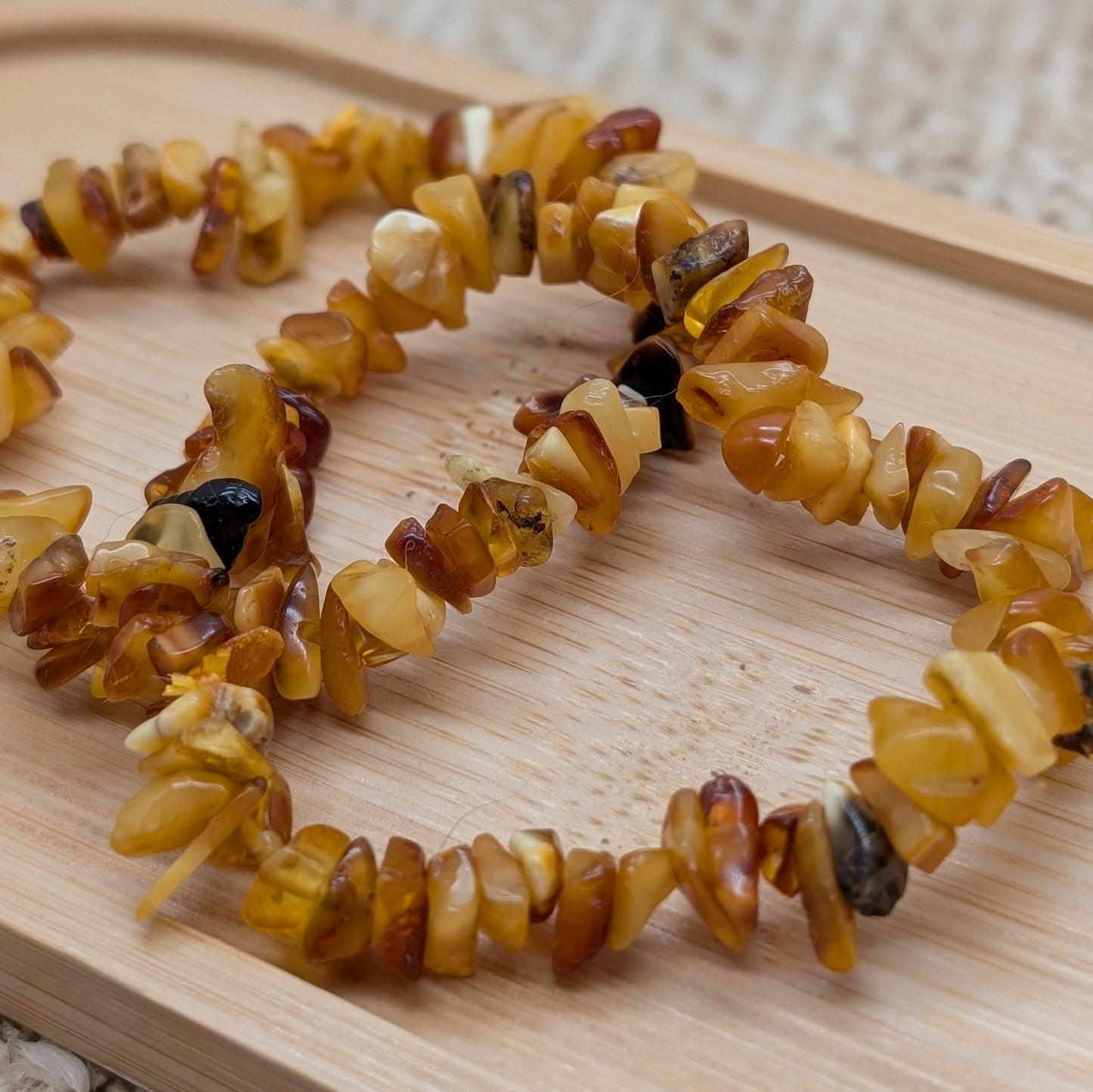 Bernstein Splitterarmband dreifarbig