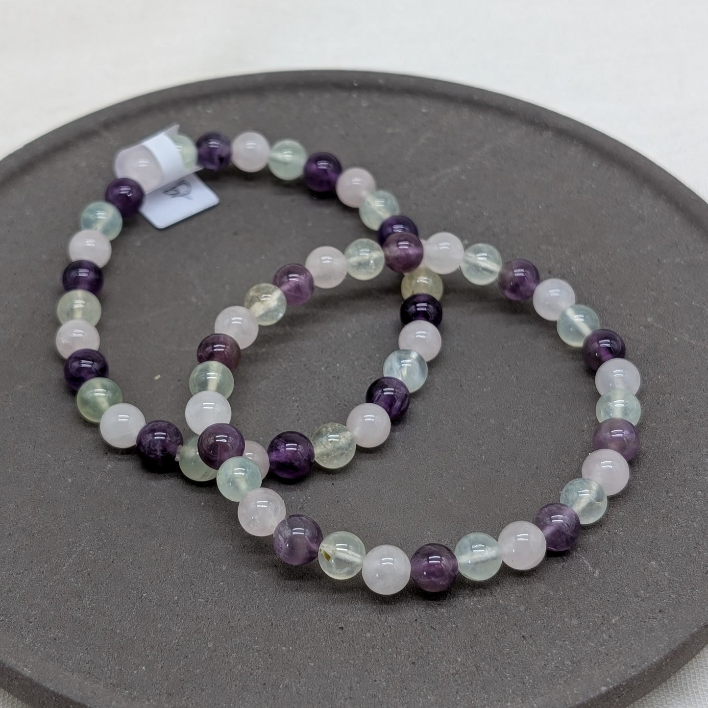 Amethyst Prehnit Rosenquarz Armband 6 mm