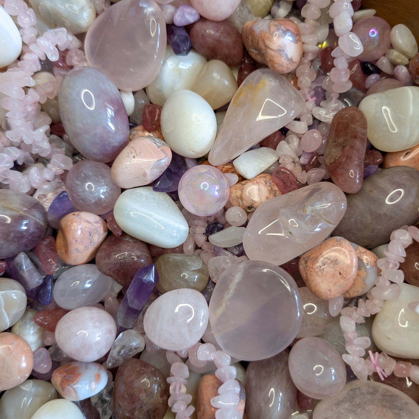 Frühlingsfunkeln Konfetti mit Rosenquarz, Cotton Candy Achat und Mondstein 🌸