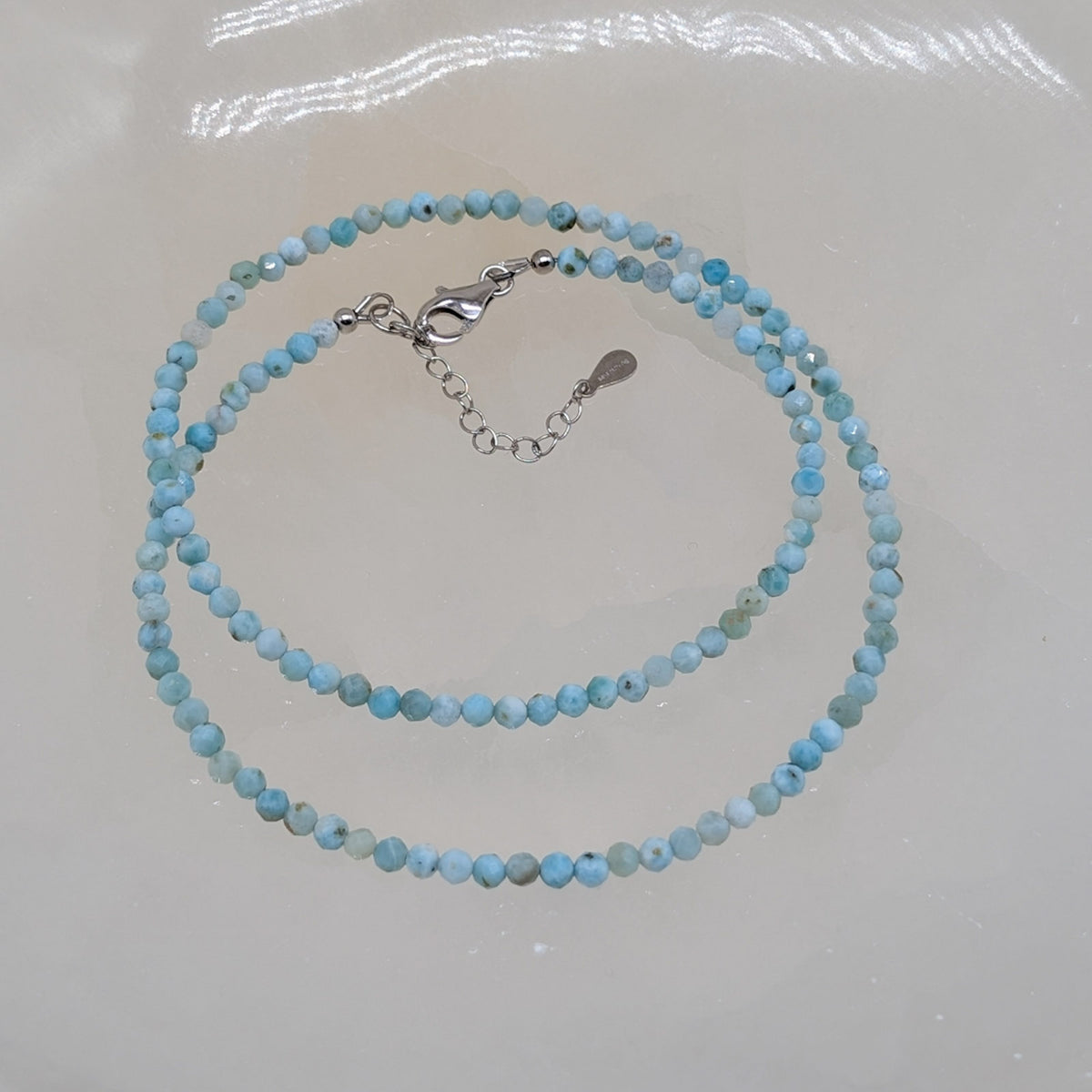 Larimar Halskette facettiert 3 mm