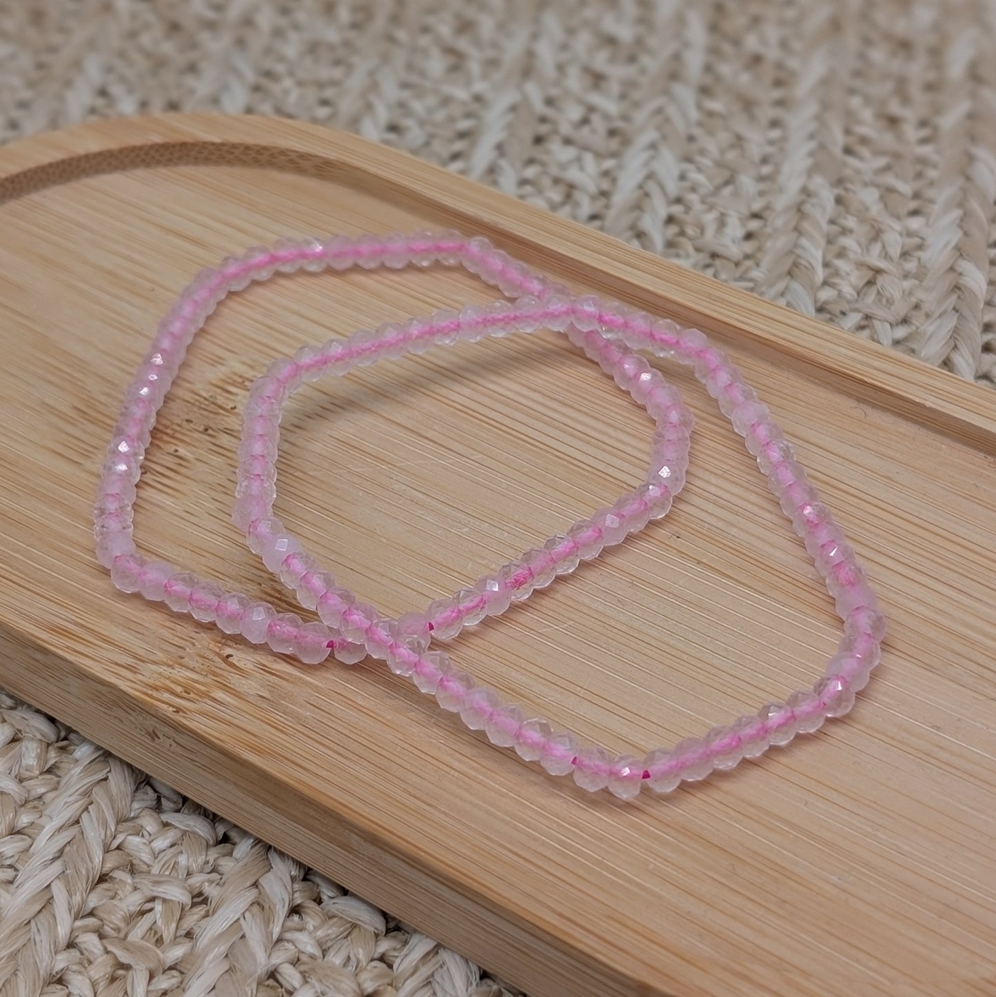 Rosenquarz Armband facettiert 3,5mm