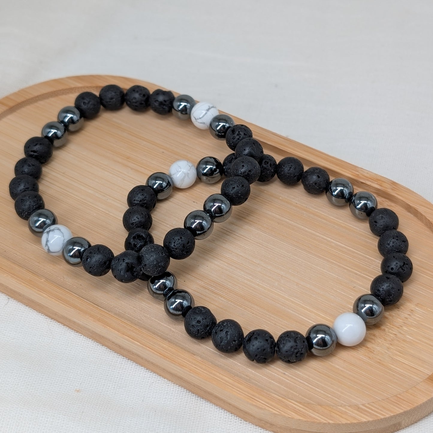 XL Lava, Hämatit, Magnesit Armband 8 mm
