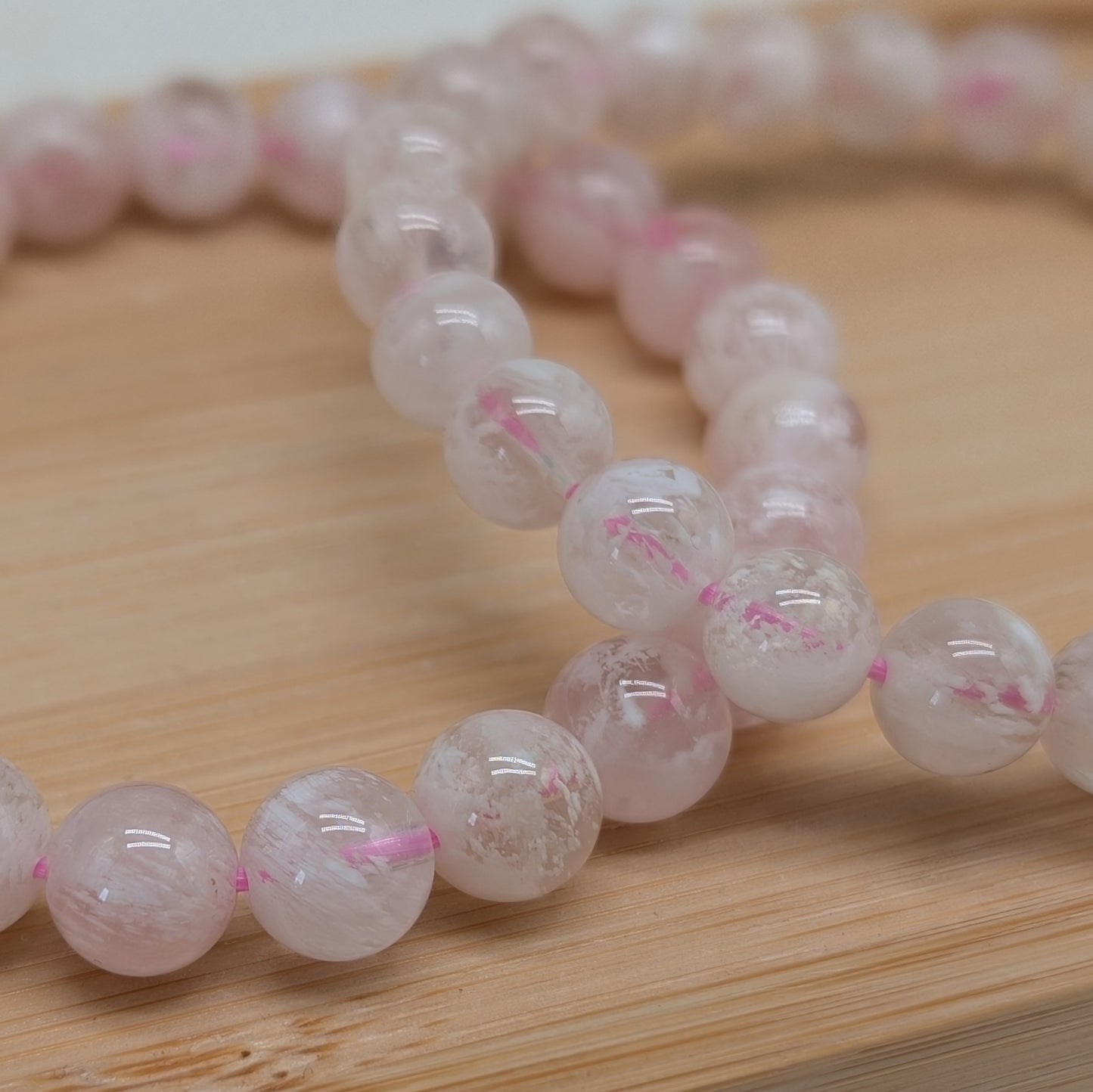 Snowflake Rosenquarz Armband 8 mm