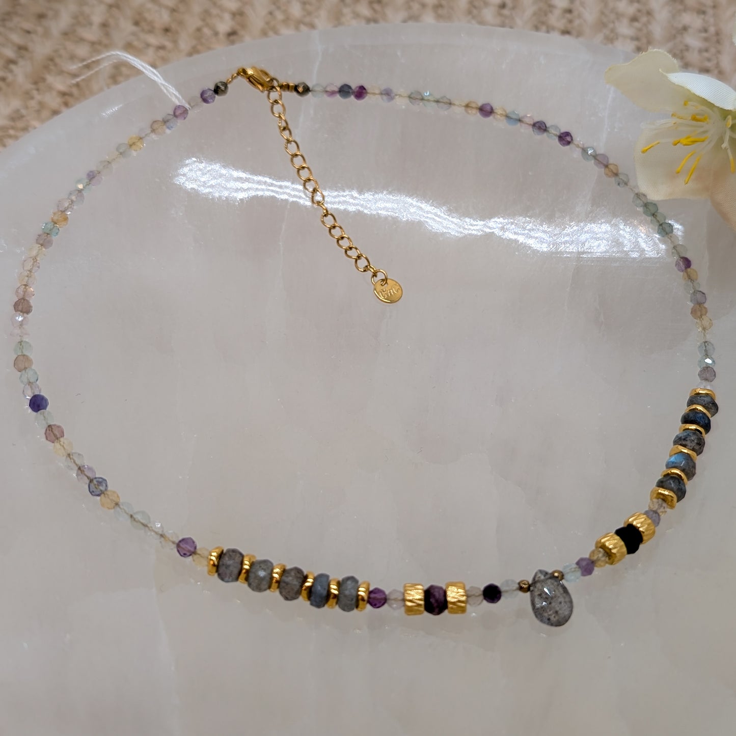 Labradorit und Fluorit Halskette