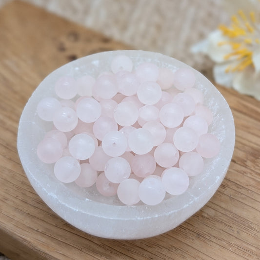 Rosenquarz matt Perlen 6 - 6,5 mm