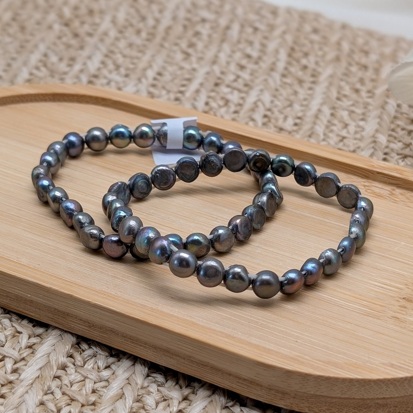 Dunkle Zuchtperle Armband 6mm